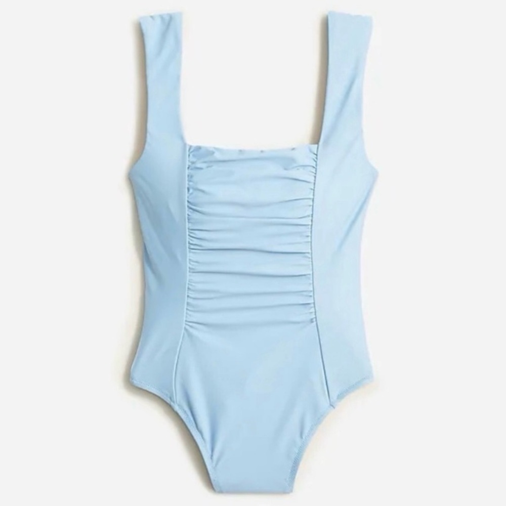 J Crew Blue Ruched Squareneck One Piece Swimsuit Size 22 Swimwear NWT